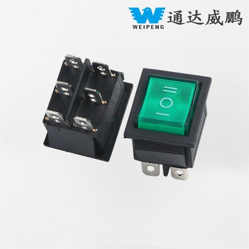 KCD4 Green LED 6-pin/4-pin Illuminated 16A 250V Rocker Switch