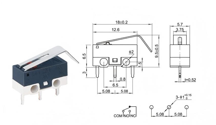 Silver DOT Curved Handle Mouse Switch