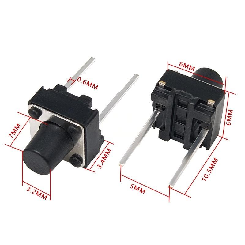 Two-Pin 6*6*7 Micro-Motion Vertical Tactile Push Button Switch