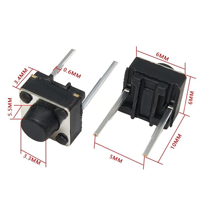 Two-Terminal 6*6*5.5 Micro-Motion Vertical Tactile Push Button Switch